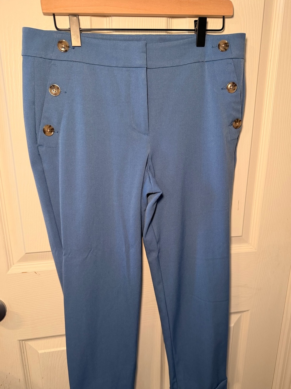 Loft Women’s Petite Blue Button-Accent Ankle Dress Pants